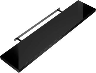 Casaria Wandboard, Schwarz Hängeregal mit Halterung 15kg Tragkraft Küche Hochglanz 110cm