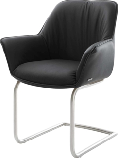 Freischwinger Keila-Flex mit Armlehnen Echt-Leder Schwarz Freischwinger rund Edelstahl