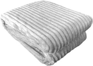 Vewotex warme Wohndecke in Cordoptik, Antipilling Effekt, Polyester, Grau, 200 x 150 cm