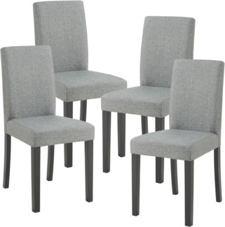 Esszimmerstuhl Hamburg 4er Set Textil Hellgrau [en. casa]