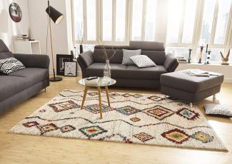 Hochflor Teppich Langflor Geometric creme - 160x230x3cm