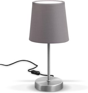 B.K.Licht - Nachttischlampe mit Kabelschalter, E14 Fassung, Lampenschirm aus Stoff, Tischlampe, Lampe, Schreibtischlampe, Tischleuchte, Bürolampe, Leselampe, Leselicht, 30,8x10 cm,Grau