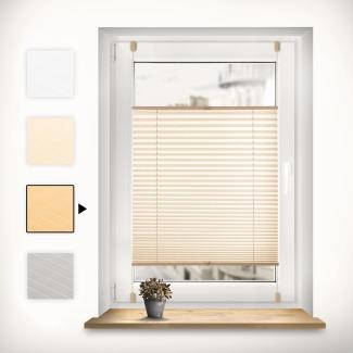 Sonello Plissee Klemmfix ohne Bohren 50cm x 140cm Beige Faltrollo Plisseerollo Jalousie für Tür & Fenster Blickdicht Sichtschutz Sonnenschutz Fertifplissee Rollo