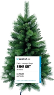 RS Trade 'HXT 1101' Künstlicher Weihnachtsbaum inkl. Metallständer, 446 Spitzen, grün, Ø 76x120 cm