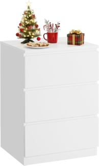 'Vasagle' Nachttisch mit 3 Schubladen, 2 AC-Steckdosen / 2 USB-Anschlüsse, Holz wolkenweiß, 59 x 35 x 40 cm