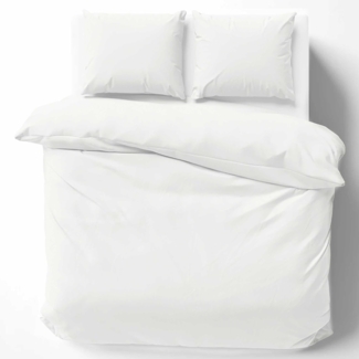 Cotton Castle Bettwäsche Bettgarnitur Bettbezug 100% Baumwolle 135x200 155x220 200x200 200x220, Farbe:Weiß, Größe:135x200 cm