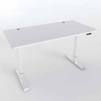 Höhenverstellbarer Schreibtisch (140x70 cm) - Sitz- & Stehpult - Bürotisch Elektrisch Höhenverstellbar mit Touchscreen & Stahlfüßen (Weiß/Weiß)