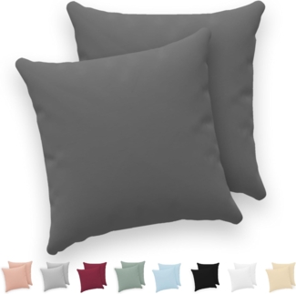 Twinzen® Kissenbezug 30x30 (2er-Set) - 100% Jersey Baumwolle 150 GSM Kissenbezüge - Anthrazit - Für Kissenbezüge 30x30 cm - Kissenhülle - Kissenbezug mit Reißverschluss - Oeko-Tex Zertifiziert