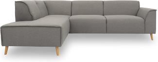 DOMO Collection Ecksofa Jules, Skandinavisches Sofa mit Federkern, 263 x 191 x 81 cm, Eckcouch in silber