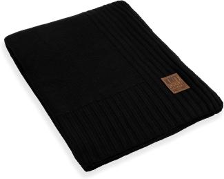 Knit Factory Uni Decke 160x130 cm Glatt Schwarz