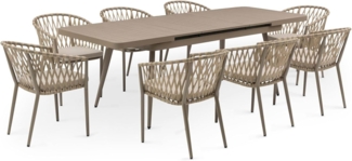 IDIMEX Garten-Essgruppe SUNNY, Gartenmöbel Set mit 8 Stühlen & ausziehbarem Tisch champagner/beige