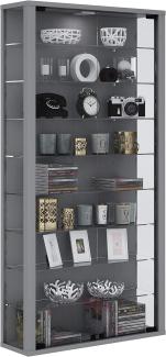 VCM Wandvitrine Sammelvitrine Glasvitrine Wand Vitrine Regal Schrank Glas ohne Beleuchtung Silber "Vitrosa Maxi"