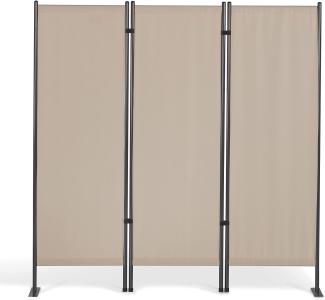 Leco Paravent, Trennwand und Sichtschutz für Balkon und Garten, 3-teilig, beige, 165x156 cm (L x H)