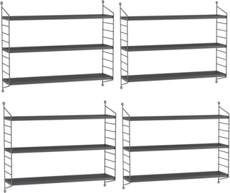 Modulares Wandregal Strängnäs 4er Set Dunkelgrau [en. casa]