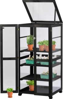 dobar 58556FSCe - Großer Anzuchtschrank Dome - Gewächshaus mit 4 Fächern für Innen- und Außenbereich - Treibhaus, Pflanzenhaus - 70 x 52 x 124 cm - Anthrazit