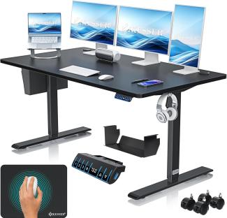 KESSER® Höhenverstellbarer Schreibtisch elektrisch | Ergonomisch Steh-Sitz Schreibtisch | 3-Funktions-Memory Steuerung | Inkl. 360° Rollen & USB-Ladeanschluss | Computertisch für Homeoffice Schwarz, 160x70 cm