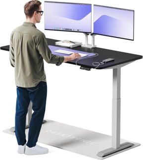 Höhenverstellbarer Schreibtisch (160x80 cm) - Sitz- & Stehpult mit Ladebuchsen - Schreibtisch Höhenverstellbar Elektrisch Touchscreen & Stahlfüßen - Schreibtisch Höhenverstellbar von Desktronic