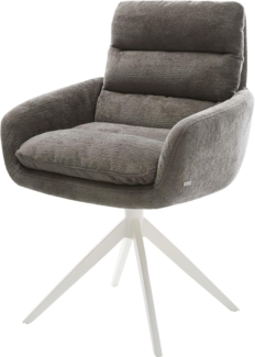 Drehstuhl Abelia-Flex mit Armlehnen Bouclé Soft Schlamm Kreuzgestell breit Weiß 360° drehbar Wippfunktion