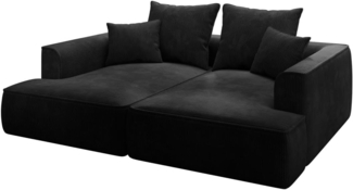 Vente-unique - Sofa 3-Sitzer - tiefe Komfortsitzfläche - Cord - Schwarz - PINETA