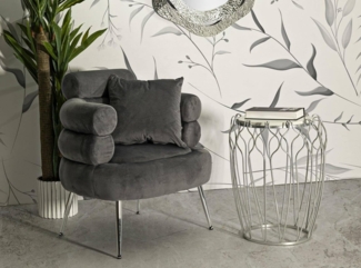 Dmora Sessel Jurua Grau, Armlehnen, Tragkraft 150 kg