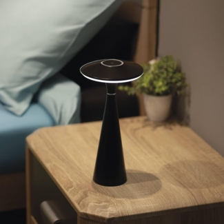 EMOS LED Akku-Tischlampe JASON 2,2W, Helligkeit 180lm, 2200mAh Li-Ion Akku, 50h Leuchtdauer, Design, wasserdicht (IP44), dimmbar, einstellbare Lichtfarbe (3000-5000K), 1,5m USB-C/A Ladekabel, schwarz