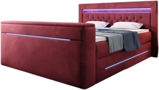 Boxspringbett Pluto mit TV Lift, RGB und Stauraum 140x200 Rot H3