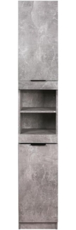 Shally Dogan Hocher, platzsparender Säulenschrank, 2 Türen und 2 Regale, schmaler freistehender Schrank, Mehrzweckschrank, Wohnzimmer, Badezimmer, Küche, Bücherregal, Büro (Beton)