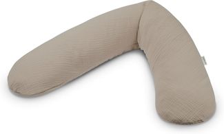 Theraline Das Original Stillkissen & Bezug Taupe Musselin Mikroperlen
