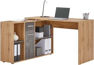 CARO-Möbel Eckschreibtisch DIEGO, Eckschreibtisch mit Stauraum drehbar Bürotisch mit Sideboard L Form Ei