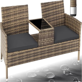 tectake Rattanstuhl Rattan Gartensitzbank (2er Set, 1 St), 2-Sitzer
