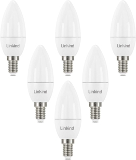 Linkind E14 LED Kerzenform Lampe, ersetzt 60 Watt, 7W LED Kerze Lampe 860Lm 5000K Tageslicht, Nicht Dimmbar C35/B35 Kerzenlicht, Energie sparen, 6 Stück kühles Weiß