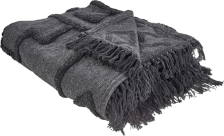 beliani 'CHACK' Kuscheldecke, Baumwolle, Dunkelgrau, 220x240 cm