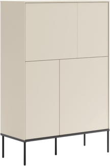 Selsey Kommode 95 cm Lang Minimalistisches Design Mit Push-to-Open-System Cremefarbene Matte Oberfläche Und Schwarze Metallbeine Viel Stauraum In 8 Fächern Ideal Für Schlafzimmer/Flur