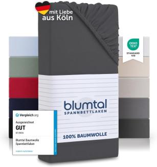 Blumtal® Spannbettlaken 135x190cm Basics Jersey - Bettlaken 135x190cm aus 100% Baumwolle - Oeko-TEX zertifiziertes Spannbetttuch 135x190cm - Matratzenbezug 135x190cm - Leintuch 135x190cm - Anthrazit