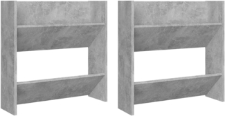vidaXL Wand-Schuhschränke 2 Stk. Betongrau 60 x 18 x 60 cm Spanplatte