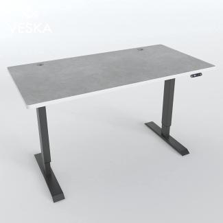 Höhenverstellbarer Schreibtisch (140x70 cm) - Sitz- & Stehpult - Bürotisch Elektrisch Höhenverstellbar mit Touchscreen & Stahlfüßen (Anthrazit/Stein-Grau)