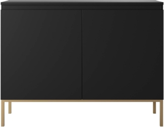 Selsey 'Bemmi' Sideboard 2-türig, schwarz mit goldenem Gestell, ca. 77 x 100 x 35 cm