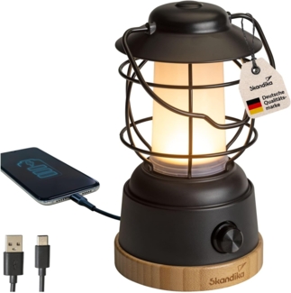 Skandika LED Gartenleuchte Kiruna Jord, Retro Outdoor Campinglampe mit Powerbank, kabellos, stufenlos dimmbar, USB, warm- und kaltweiß, 200h Leuchtzeit, hängend