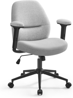 Songmics HOME Drehstuhl, Bürostuhl mit verstellbaren Armlehnen, höhenverstellbar, modern, Rückenlehne, Armlehnen, breiter Sitz, Baumwoll-Leinen-Mischgewebe, taubengrau OBGDE035G01