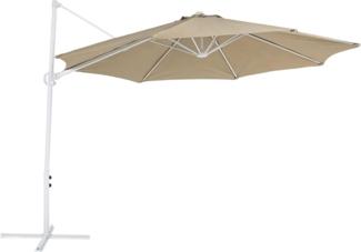 Ampelschirm ⌀ 295 cm taupe weiß SAVONA II