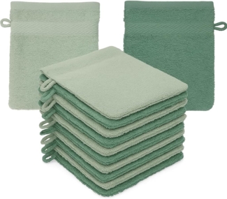 Betz Waschhandschuh 10 Stück Waschhandschuhe Premium 16x21 cm Farbe heugrün - tannengrün, (10-St)