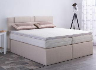 AUKONA| Boxspringbett Hanna Eisblau 100x200 | 7- Zonen Taschenfederkern Matratze, mit Komfortschaumtopper