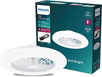 Philips Deckenventilator und LED Deckenleuchte Amigo, 20W+40W, Durchmesser 49cm, rund, inkl. Fernbedienung, weiß