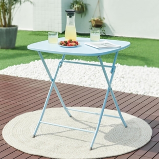 en. casa 'Sande' Klapptisch, Stahl himmelblau, 71x70x70 cm