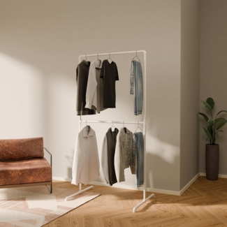 pamo. design Kleiderständer Kleiderständer LAS weiß - freistehende Garderobe, kratzfeste & platzsparende Kleiderstange, stabil, einfache Montage