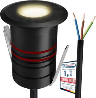 SSC-LUXon LED Gartenstrahler JAVO Mini LED Bodeneinbaustrahler für Außen IP67 230V schwarz warmweiß, Warmweiß