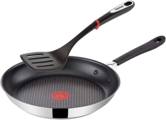 Tefal G43505 Jamie Oliver Induktion Pfanne 26cm + Tefal Pfannenwender, Edelstahl Pfannen mit Antihaftbeschichtung, Induktionsherd geeignet, Antihaft Bratpfanne, Genieteter ergonomischer Edelstahlgriff