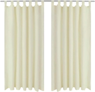 vidaXL Vorhänge Gardinen aus Satin 2-teilig, Creme, 140x245 cm