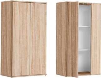 mokebo® Mehrzweckschrank 60 cm Breite mit Einlegeböden 'Der Schlanke', schmaler Schrank in Braun aus Holz, grifflose Öffnung, funktionaler Aktenschrank | Sonoma Eiche
