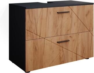 Vicco Waschtischunterschrank Badschrank Badezimmerschrank Irma Anthrazit Eiche 80 cm Hochglanz